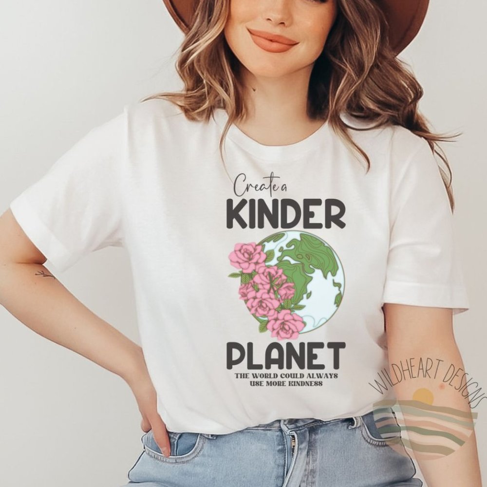 Create A Kinder Planet T-shirt, Earth Day Shirt - White